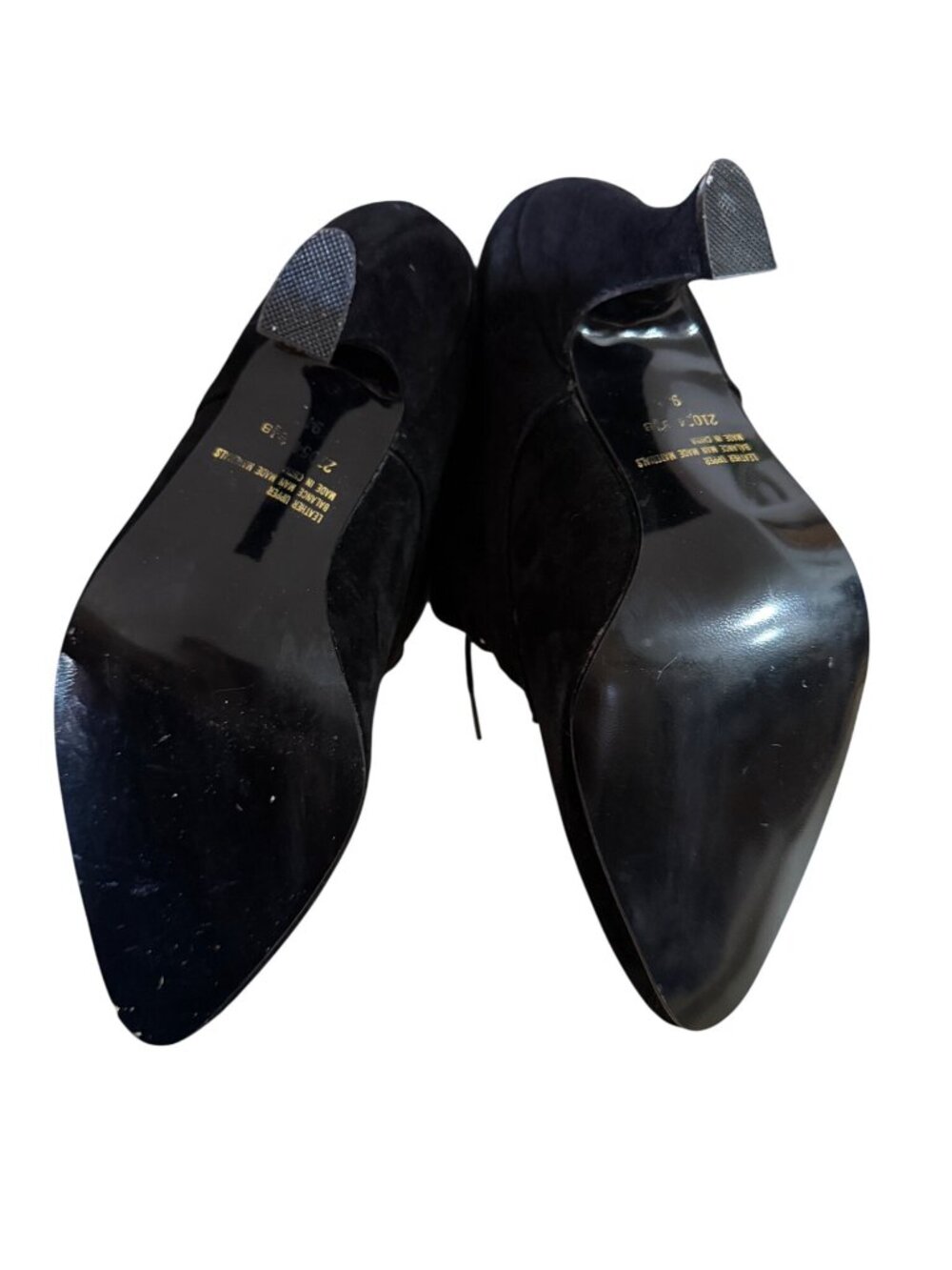 Vintage Endicott Johnson Black Suede Lace-Up Ankle Booties With Kitten Heel - Picture 5 of 7
